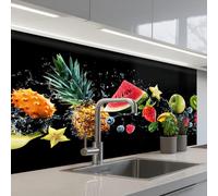 KitchenYeah© Splashback for kitchen 24"x39" / 60x100 cm self-adhesive Sink Splash Splatter Guard Splashbacks Walls Fruit - Black