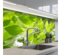 KitchenYeah© Splashback for kitchen 24"x39" / 60x100 cm self-adhesive Sink Splash Splatter Guard Splashbacks Walls Nature - Spring - Green - Leaves