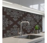 KitchenYeah© Splashback for kitchen 24"x39" / 60x100 cm self-adhesive Sink Splash Splatter Guard Splashbacks Walls Brown - Gray - Ornate - Patterned