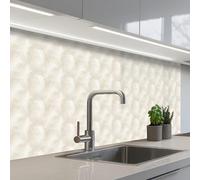 KitchenYeah© Splashback for kitchen 24"x39" / 60x100 cm self-adhesive Sink Splash Splatter Guard Splashbacks Walls Leaves - Beige - White - Botanical - Nature