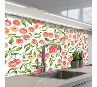 KitchenYeah© Splashback for kitchen 24"x39" / 60x100 cm self-adhesive Wall Protector Decor Panels Cooker Backsplash Pattern - Cherry - White