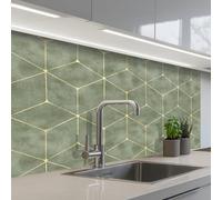 KitchenYeah© Splashback for kitchen 24"x39" / 60x100 cm self-adhesive Wall Protector Decor Panels Cooker Backsplash Subtle - Geometric - Gold - Green