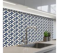 KitchenYeah© Splashback for kitchen 24"x39" / 60x100 cm self-adhesive Wall Protector Splash Back Cooker Backsplash Japan - Patterns - Blue