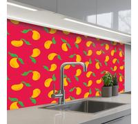 KitchenYeah© Splashback for kitchen 24"x39" / 60x100 cm self-adhesive Wall Protector Splash Back Cooker Backsplash Pink - Mango - Blue - Stripes