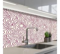 KitchenYeah© Splashback for kitchen 24"x59" / 60x150 cm self-adhesive Back Splashes Kitchens Splash Guard Decor Winding line - Magenta - Cream