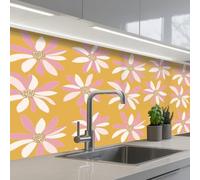 KitchenYeah© Splashback for kitchen 24"x59" / 60x150 cm self-adhesive Back Splashes Kitchens Splash Guard Decor Flowers - Modern - Yellow