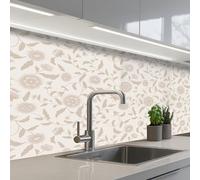 KitchenYeah© Splashback for kitchen 24"x59" / 60x150 cm self-adhesive Back Splashes Kitchens Splash Guard Decor Ornate - Flowers - Beige