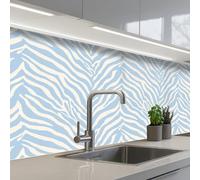 KitchenYeah© Splashback for kitchen 24"x59" / 60x150 cm self-adhesive Back Splashes Kitchens Splash Guard Decor Zebra - Motif - Blue - White
