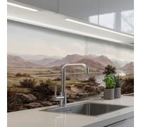 KitchenYeah© Splashback for kitchen 24"x59" / 60x150 cm self-adhesive Back Splashes Kitchens Splash Guard Decor Mountain scenery - Lake - Mountains - Valley - Classic