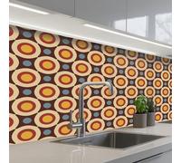 KitchenYeah© Splashback for kitchen 24"x59" / 60x150 cm self-adhesive Back Splashes Kitchens Splash Guard Decor Retro - Vintage - Design - Circle