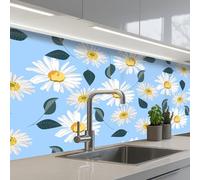 KitchenYeah© Splashback for kitchen 24"x59" / 60x150 cm self-adhesive Back Splashes Kitchens Splash Guard Decor Daisies - Blue - Pattern