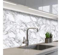 KitchenYeah© Splashback for kitchen 24"x59" / 60x150 cm self adhesive Sink Splash Splatter Guard Backsplash Decor Marble - Layered - Breaking - Grey texture