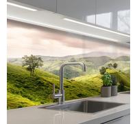 KitchenYeah© Splashback for kitchen 24"x59" / 60x150 cm self adhesive Sink Splash Splatter Guard Backsplash Decor Landscape - Hills - Green