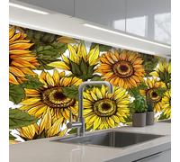 KitchenYeah© Splashback for kitchen 24"x59" / 60x150 cm self adhesive Sink Splash Splatter Guard Backsplash Decor Sunflower - Vintage - Design