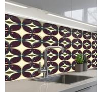 KitchenYeah© Splashback for kitchen 24"x59" / 60x150 cm self-adhesive Sink Splash Splatter Guard Splashbacks Walls Circle - Retro - Colorful