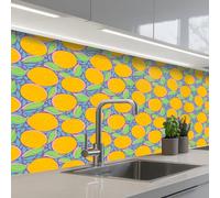 KitchenYeah© Splashback for kitchen 24"x59" / 60x150 cm self-adhesive Sink Splash Splatter Guard Splashbacks Walls Oranges - Leaves - Colorful