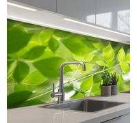 KitchenYeah© Splashback for kitchen 24"x59" / 60x150 cm self-adhesive Sink Splash Splatter Guard Splashbacks Walls Nature - Spring - Green - Leaves