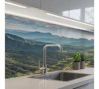 KitchenYeah© Splashback for kitchen 24"x59" / 60x150 cm self-adhesive Sink Splash Splatter Guard Splashbacks Walls Landscape - Valley - Green