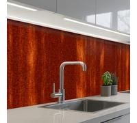 KitchenYeah© Splashback for kitchen 24"x59" / 60x150 cm self-adhesive Sink Splash Splatter Guard Splashbacks Walls Orange - Red - Rust - Metal