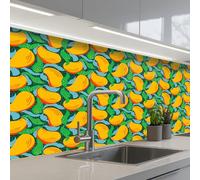 KitchenYeah© Splashback for kitchen 24"x59" / 60x150 cm self-adhesive Sink Splash Splatter Guard Splashbacks Walls Mango - Pattern - Fruit - Leaves
