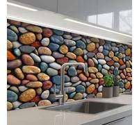 KitchenYeah© Splashback for kitchen 24"x59" / 60x150 cm self-adhesive Sink Splash Splatter Guard Splashbacks Walls Pastel - Matte - Pebbles