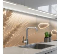 KitchenYeah© Splashback for kitchen 24"x59" / 60x150 cm self-adhesive Sink Splash Splatter Guard Splashbacks Walls Haze tail grass - Grain hairs - Sunlight