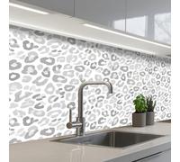 KitchenYeah© Splashback for kitchen 24"x59" / 60x150 cm self-adhesive Sink Splash Splatter Guard Splashbacks Walls Leopard - Motif - Gray
