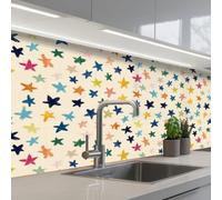 KitchenYeah© Splashback for kitchen 24"x59" / 60x150 cm self-adhesive Sink Splash Splatter Guard Splashbacks Walls Pattern - Stars - Colorful