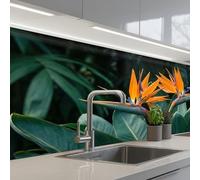 KitchenYeah© Splashback for kitchen 24"x59" / 60x150 cm self-adhesive Sink Splash Splatter Guard Splashbacks Walls Bird of paradise - Flower - Exotic