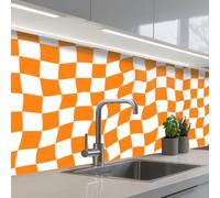 KitchenYeah© Splashback for kitchen 24"x59" / 60x150 cm self-adhesive Sink Splash Splatter Guard Splashbacks Walls Wavy - Pattern - Orange