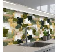 KitchenYeah© Splashback for kitchen 24"x59" / 60x150 cm self-adhesive Sink Splash Splatter Guard Splashbacks Walls Brush stripes - Moss - Shades of green
