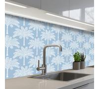 KitchenYeah© Splashback for kitchen 24"x59" / 60x150 cm self-adhesive Sink Splash Splatter Guard Splashbacks Walls Palm Tree - Modern - Blue