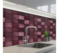 KitchenYeah© Splashback for kitchen 24"x59" / 60x150 cm self-adhesive Sink Splash Splatter Guard Splashbacks Walls Square - Tile - Pattern - Purple