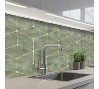 KitchenYeah© Splashback for kitchen 24"x59" / 60x150 cm self-adhesive Wall Protector Decor Panels Cooker Backsplash Subtle - Geometric - Gold - Green