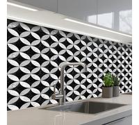KitchenYeah© Splashback for kitchen 24"x59" / 60x150 cm self-adhesive Wall Protector Splash Back Cooker Backsplash Circle - Tiles - Marble - Black - White
