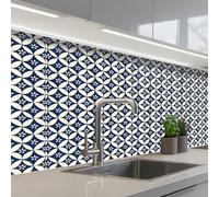 KitchenYeah© Splashback for kitchen 24"x59" / 60x150 cm self-adhesive Wall Protector Splash Back Cooker Backsplash Japan - Patterns - Blue