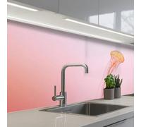 KitchenYeah© Splashback for kitchen 24"x59" / 60x150 cm self-adhesive Wall Protector Splash Back Cooker Backsplash Ornate - Jellyfish - Pink
