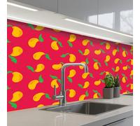 KitchenYeah© Splashback for kitchen 24"x59" / 60x150 cm self-adhesive Wall Protector Splash Back Cooker Backsplash Pink - Mango - Blue - Stripes