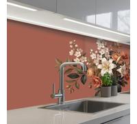 KitchenYeah© Splashback for kitchen 24"x59" / 60x150 cm self-adhesive Wall Protector Splash Back Cooker Backsplash Bouquet - Retro - Colorful