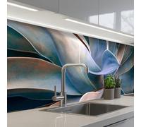 KitchenYeah© Splashback for kitchen 24"x79" / 60x200 cm self-adhesive Back Splashes Kitchens Splash Guard Decor Leaves - Nature - Still life - Blue