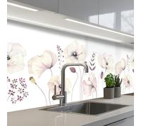 KitchenYeah© Splashback for kitchen 24"x79" / 60x200 cm self-adhesive Back Splashes Kitchens Splash Guard Decor Flowers - Pastel - Plants - White