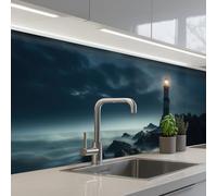 KitchenYeah© Splashback for kitchen 24"x79" / 60x200 cm self-adhesive Back Splashes Kitchens Splash Guard Decor Lighthouse - Sea - Fog - Rocks - Maritime - Nature