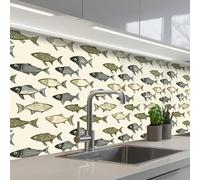 KitchenYeah© Splashback for kitchen 24"x79" / 60x200 cm self adhesive Sink Splash Splatter Guard Backsplash Decor Pisces - Classic - Green