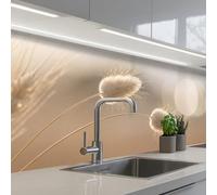 KitchenYeah© Splashback for kitchen 24"x79" / 60x200 cm self-adhesive Sink Splash Splatter Guard Splashbacks Walls Haze tail grass - Grain hairs - Sunlight