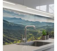 KitchenYeah© Splashback for kitchen 24"x79" / 60x200 cm self-adhesive Sink Splash Splatter Guard Splashbacks Walls Landscape - Valley - Green
