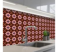 KitchenYeah© Splashback for kitchen 24"x79" / 60x200 cm self-adhesive Sink Splash Splatter Guard Splashbacks Walls Geometric - Ornate - Brown