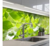KitchenYeah© Splashback for kitchen 24"x79" / 60x200 cm self-adhesive Sink Splash Splatter Guard Splashbacks Walls Nature - Spring - Green - Leaves