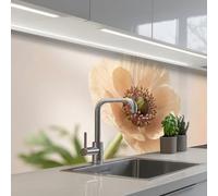 KitchenYeah© Splashback for kitchen 24"x79" / 60x200 cm self-adhesive Sink Splash Splatter Guard Splashbacks Walls Flower - Minimalist - Green