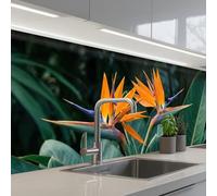 KitchenYeah© Splashback for kitchen 24"x79" / 60x200 cm self-adhesive Sink Splash Splatter Guard Splashbacks Walls Bird of paradise - Flower - Exotic