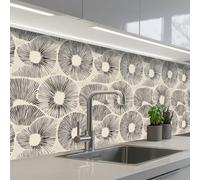 KitchenYeah© Splashback for kitchen 24"x79" / 60x200 cm self-adhesive Sink Splash Splatter Guard Splashbacks Walls Circles - Pattern - Black